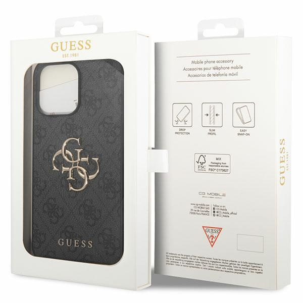 Case Guess GUHCP15L4GMGGR iPhone 15 Pro 6.1" grey/grey hardcase 4G Big Metal Logo Case