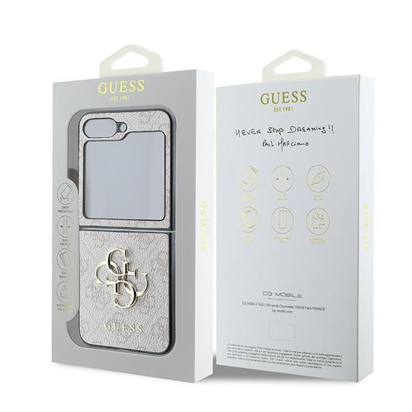 Guess GUHCZF64GMGPI Z Flip6 F741 różowy/pink Leather 4G Metal Logo