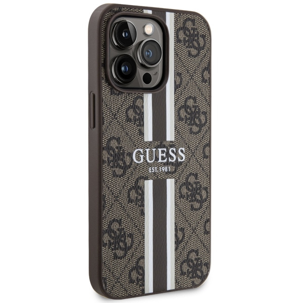 Cover Guess GUHMP13XP4RPSW iPhone 13 Pro Max 6.7" marrone/marrone durocase 4G Strisce stampate MagSafe Case