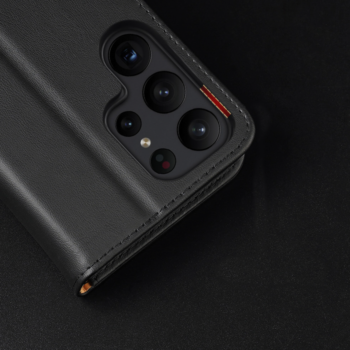 Obal Dux Ducis Hivo obal pro Samsung Galaxy S23 Ultra flip cover wallet stand RFID lock brown Case