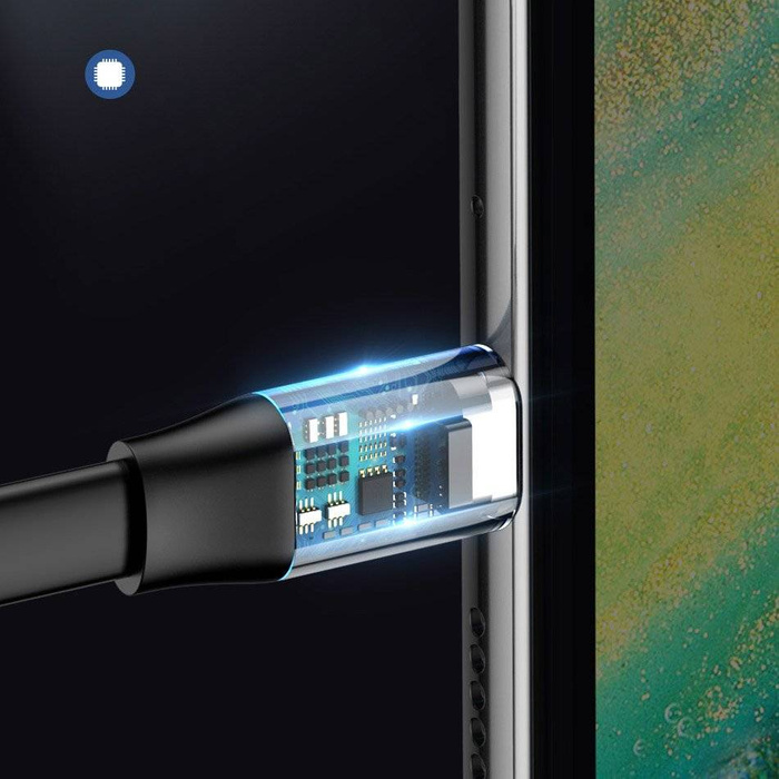 Câble plat Baseus Simple USB / USB Type C SuperCharge 5A 40W Quick Charge 3.0 QC 3.0 23cm gris (CATMBJ-BG1)