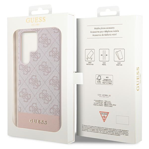 Cover Guess GUHCS23LG4GLPI S23 Ultra S918 rosa/rosa hard case 4G Stripe Collection Case