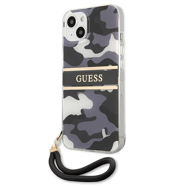 Coque GUESS Apple iPhone 13 Mini Camo Strap Collection Black Hardcase
