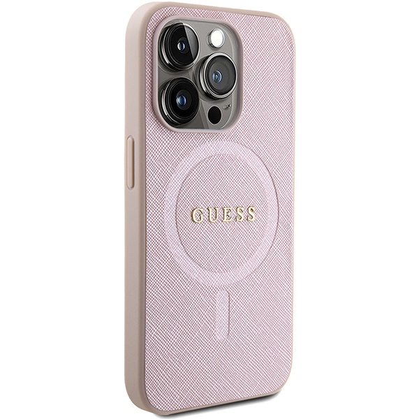 Etui Guess GUHMP15XPSAHMCP iPhone 15 Pro Max 6.7" różowy/pink hardcase Saffiano MagSafe Case
