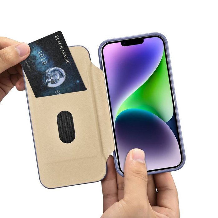 iCarer CE Custodia Folio in Pelle Premium per iPhone 14 Plus Flip Magnetic MagSafe Viola Chiaro (WMI14220715-LP)