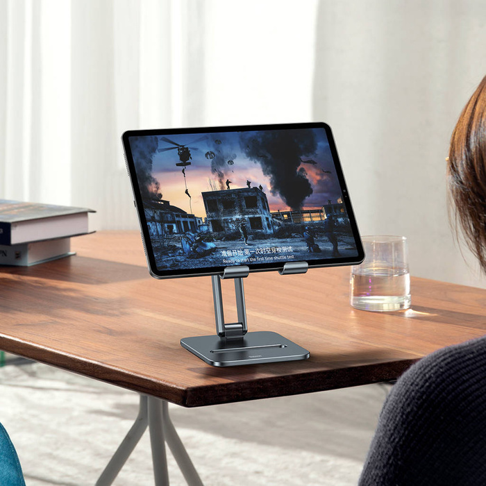 Baseus Desktop Biaxial Faltbarer Tablet-Ständer aus Metall grau (LUSZ000113)