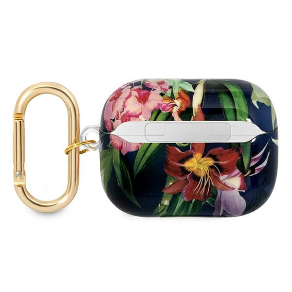 Hülle GUESS Apple AirPods Pro Abdeckung Blume Riemen Sammlung blau Case