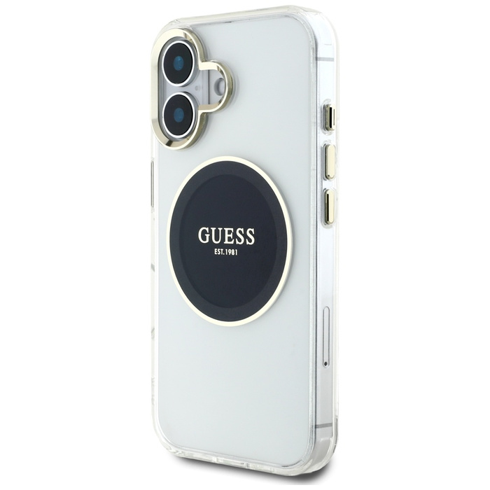 Etui Guess IML Metal Colored Circle      Classic Logo MagSafe do iPhone 16 czarny