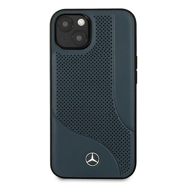 Hülle MERCEDES Apple iPhone 13 Mini Leder perforiert Bereich Marineblau Hardcase