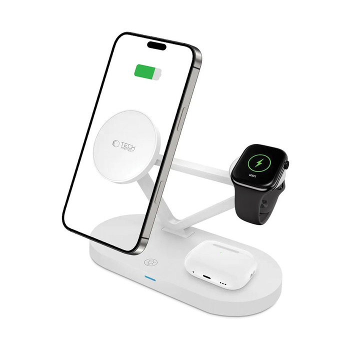 TECH-PROTECT QI15W-A41 3IN1 MAGNETIC MAGSAFE WIRELESS CHARGER WHITE