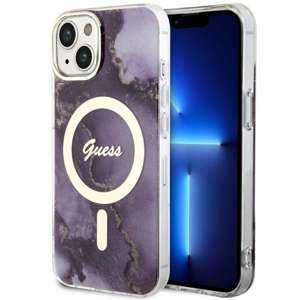 Cover Guess GUHMP14SHTMRSU iPhone 14 6,1" viola/viola durocase Golden Marble MagSafe Case