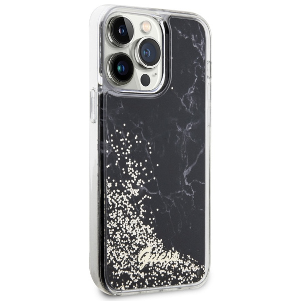 Cover Guess GUHCP14XLCSGSGK iPhone 14 Pro Max 6,7" nero/nero durocase Liquid Glitter Marmo Case