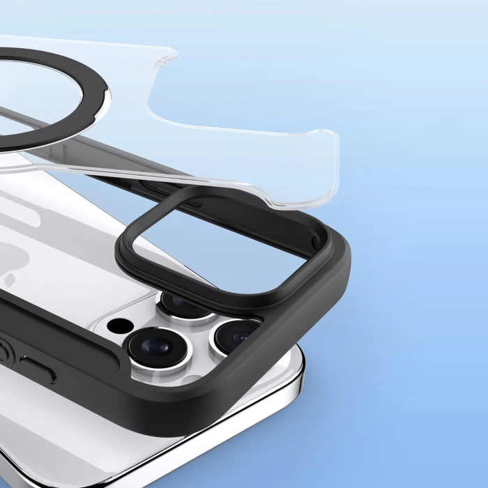 Dux Ducis Skin X Pro Hülle für iPhone 16 Pro Max mit MagSafe, Flip und Stand – Schwarz