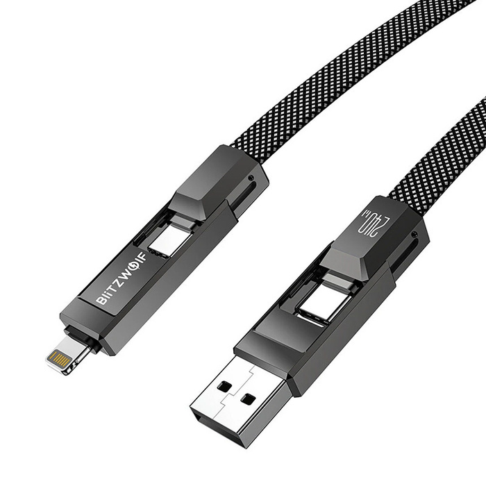 Kabel USB 4in1 Blitzwolf BW-HDC7 USB+C+Blitz 240W 1,2m (schwarz)