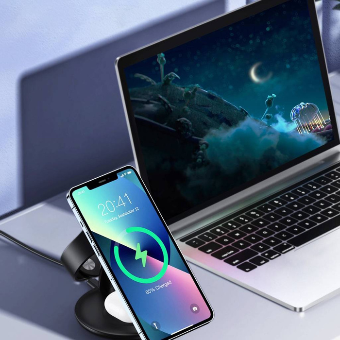 Choetech induktive 3-in-1 Ladestation iPhone 12/13/14, AirPods Pro, Apple Watch schwarz (T587-F)