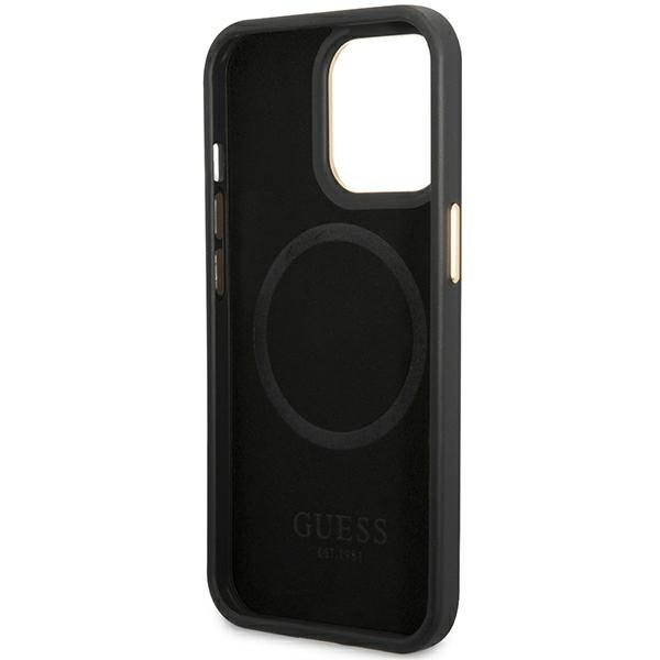 Guess GUHMP14LSAPSTK iPhone 14 Pro 6.1" negro/negro durocase Placa con logotipo Peony MagSafe