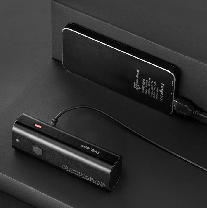 Rockbros 24310006001 luce anteriore per bicicletta 400 lm + cavo micro USB - USB-A - nero