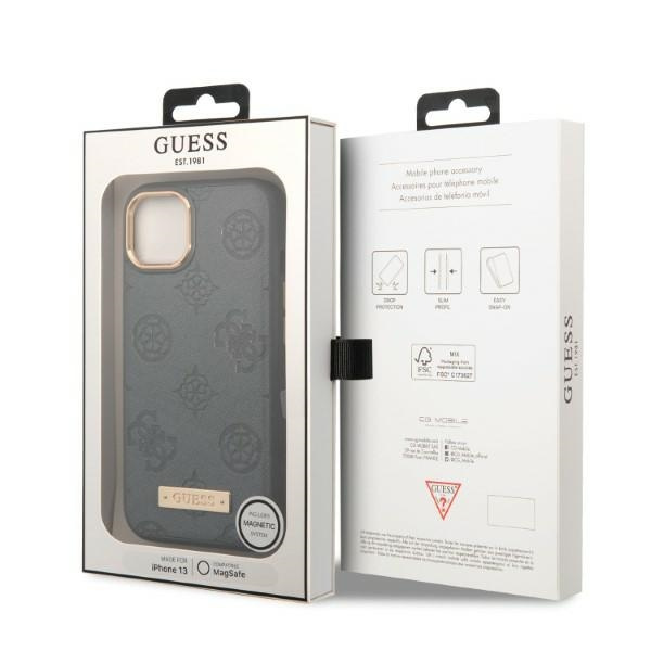 Telefontok Guess iPhone 13 6.1" szürke/szürke keménycase Bazsarózsa logós lemez MagSafe