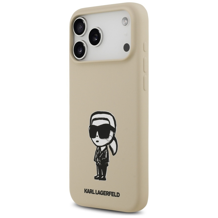 Etui Karl Lagerfeld Silicone Karl Sketch & Logo MagSafe do iPhone 17 Pro Max brązowy