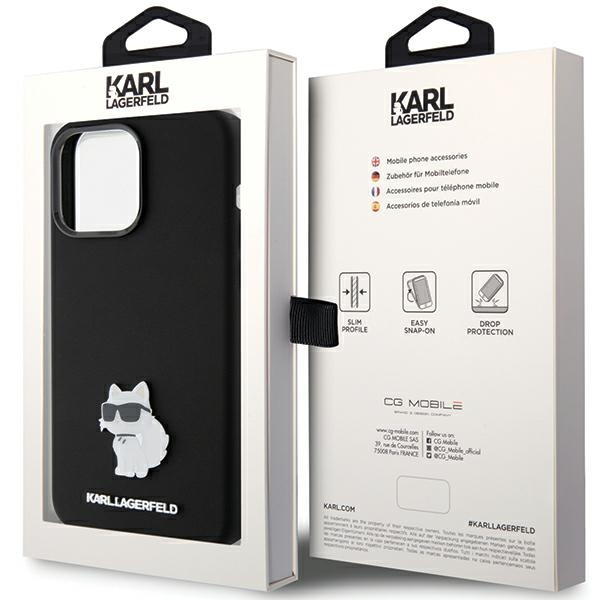Etui Karl Lagerfeld KLHCP15XSMHCNPK iPhone 15 Pro Max 6.7" czarny/black Silicone Choupette Metal Pin Case