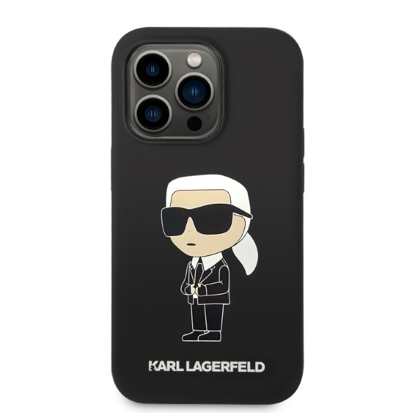 Telefontok Karl Lagerfeld iPhone 14 Pro 6.1" keménycase fekete/fekete szilikon Ikonik Ikonik