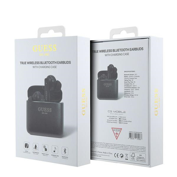 Guess kopfhörer Bluetooth GUTWSSU20ALEGK TWS + Dockingstation schwarz/schwarz Gedrucktes Logo
