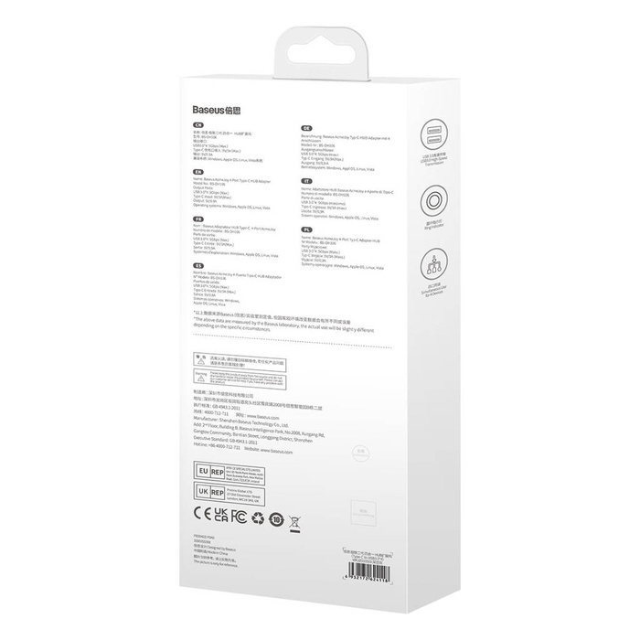 Baseus AcmeJoy HUB 4 ports USB-C vers 1xUSB-C / 4xUSB3.0 gris foncé