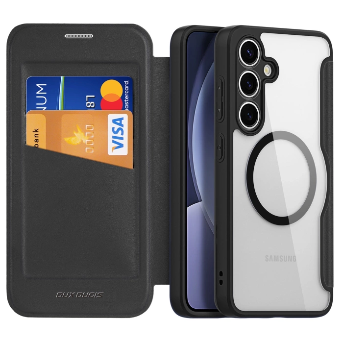 Dux Ducis Skin X Pro Hülle für Samsung Galaxy S25+ mit MagSafe und Portemonnaie – Schwarz