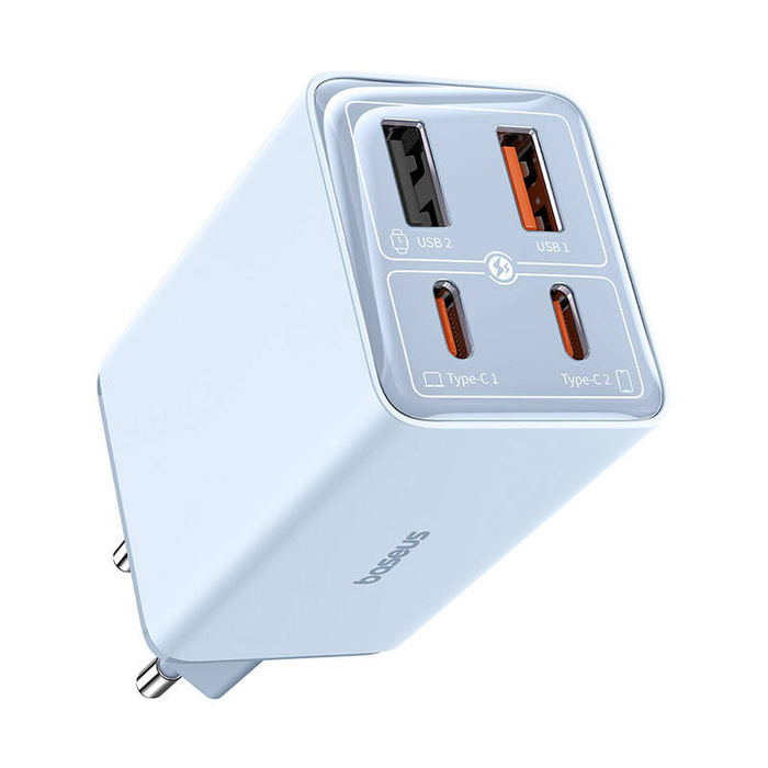 Ładowarka sieciowa Baseus GaN6 Pro, 2xUSB-C + 2xUSB, 65W (niebieska)