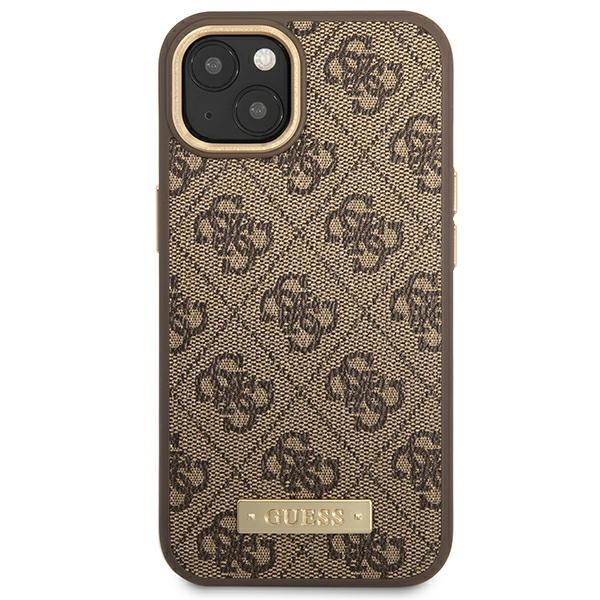 Guess GUHMP14SU4GPRW iPhone 14 6.1" braun/braun hart case 4G Logo Plate MagSafe