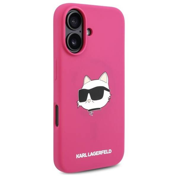 Etui Karl Lagerfeld iPhone 16 6.1" fuksja/fuschia hardcase Silicone Choupette Head Print MagSafe