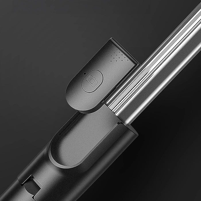Selfie-Stick WH1YXS Teleskopstativ 1 m mit runder Lampe und Telefonhalter – Schwarz