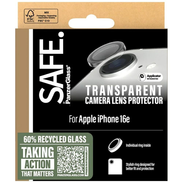 Szkło hartowane na obiektyw SAFE by       PanzerGlass Rings Lens Protector do iPhone 16e przezroczysty
