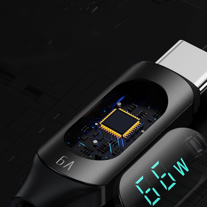 Wozinsky WUACC2 Cavo USB A - USB C con display 66 W 6 A 2 m - Nero