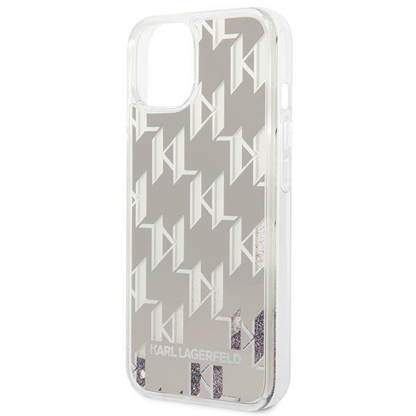 Case KARL LAGERFELD Apple iPhone 14 Plus Liquid Glitter Monogram Silver Hardcase