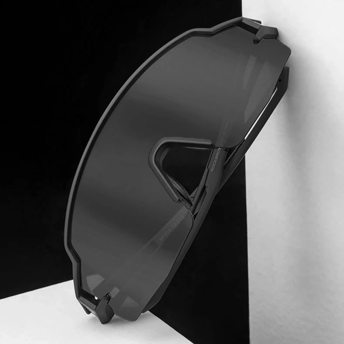 Rockbros Polarisierte Fahrradbrille mit UV-Schutz und Korrektureinsatz 14120008006 Graue Gläser - Schwarz