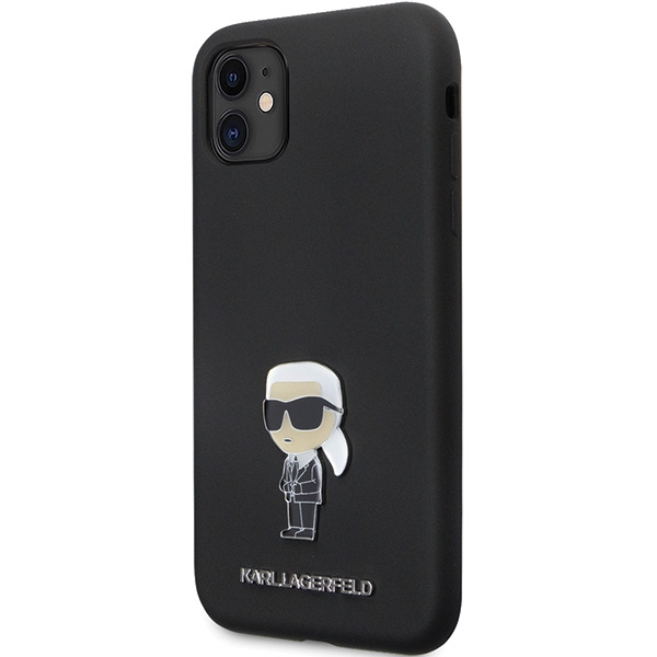 Etui Karl Lagerfeld KLHCN61SMHKNPK iPhone 11 / Xr 6.1" czarny/black Silicone Ikonik Metal Pin