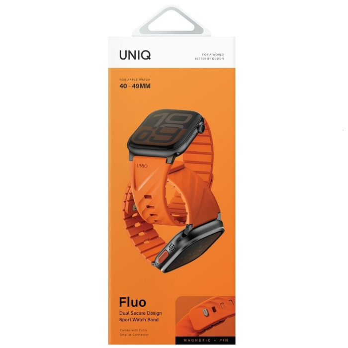 Pasek UNIQ Fluo Apple Watch 49/46/45/44/42/41/40mm Magnetic Pomarańczowy