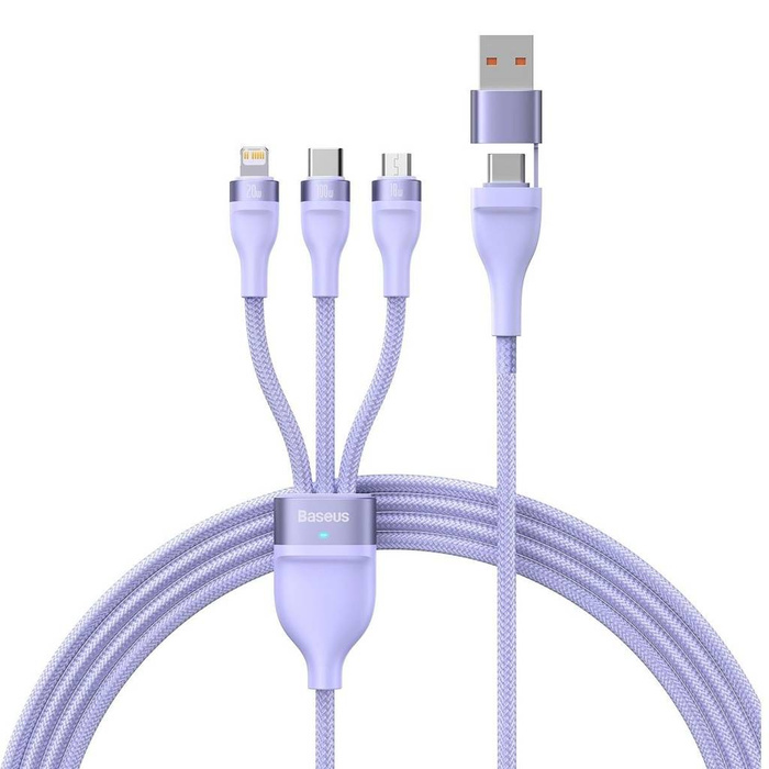 Baseus Flash Series II Cable USB Tipo C / USB Tipo A - USB Tipo C / Lightning / micro USB 100 W 1,2 m violeta (CASS030105)