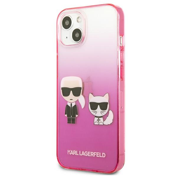 Case KARL LAGERFELD Apple iPhone 13 Mini Gradient Iconic Karl &amp; Choupette Pink Hardcase
