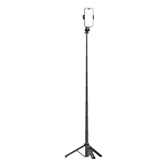 Selfie Stick WC1Y2S Teleskopstativ 1,3 m aus Aluminiumlegierung mit Telefonhalter – Schwarz