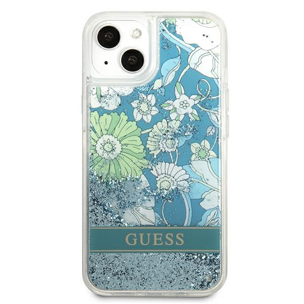 Hülle GUESS Apple iPhone 13 Mini Flower Liquid Glitter Grün Hartcase