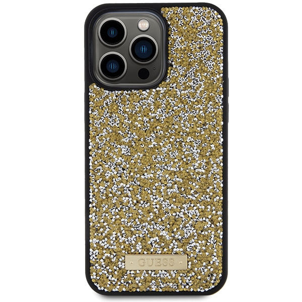 Etui Guess GUHCP15XPFGSBSD iPhone 15 Pro Max 6.7" żółty/yellow hardcase Rhinestone Metal Logo Case