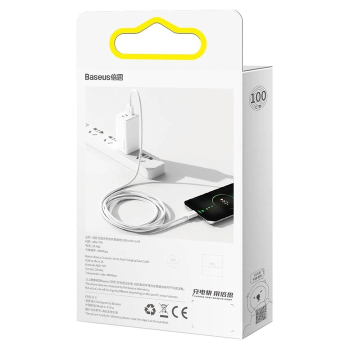 Baseus Superior Kabel USB - Micro USB Schnellladekabel 2A 1m weiß (CAMYS-02)