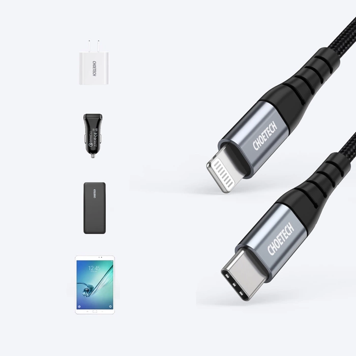 Choetech IP0041 Cavo USB-C / Lightning MFi 480Mb/s 3A 2 m - nero