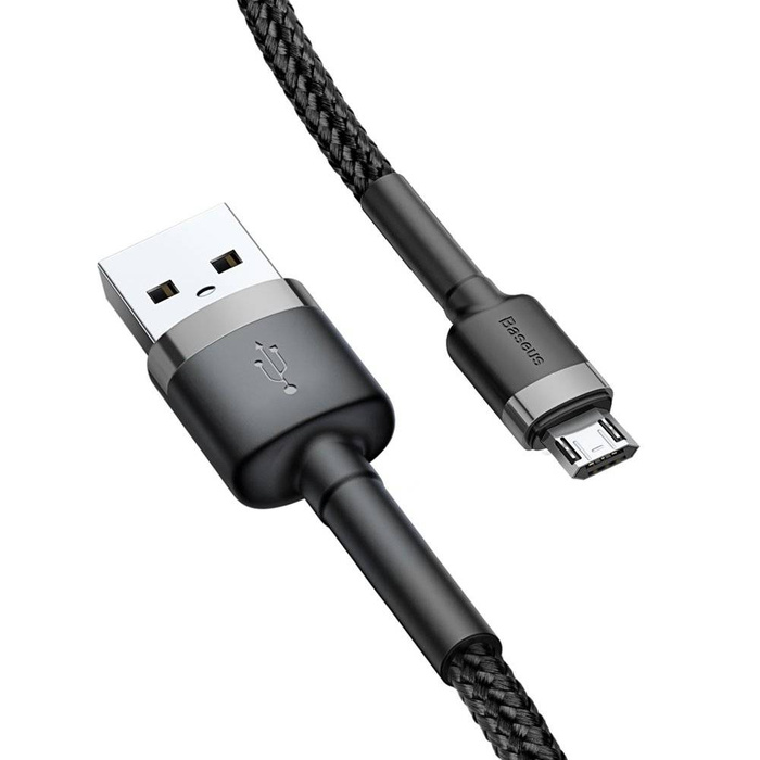 Baseus Cafule Cable Durable Nylon Braided Wire USB / micro USB QC3.0 2.4A 0,5M black-grey (CAMKLF-AG1)