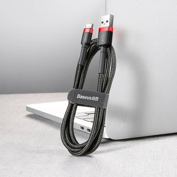 Baseus Cafule Cable Durable Nylon Braided Wire USB / USB-C QC3.0 2A 3M black-red (CATKLF-U91)