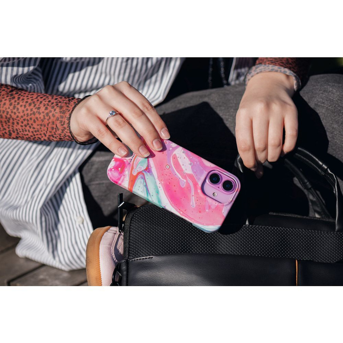 Etui na iPhone 16 PRO MAX Forcell F-Protect Mirage zgodny z MagSafe Military Drop-Test pink marble