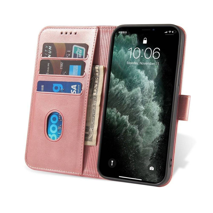 Magnet Case elegantní pouzdro pouzdro kryt s klopou a funkcí stojánku iPhone 12 Pro Max růžový
