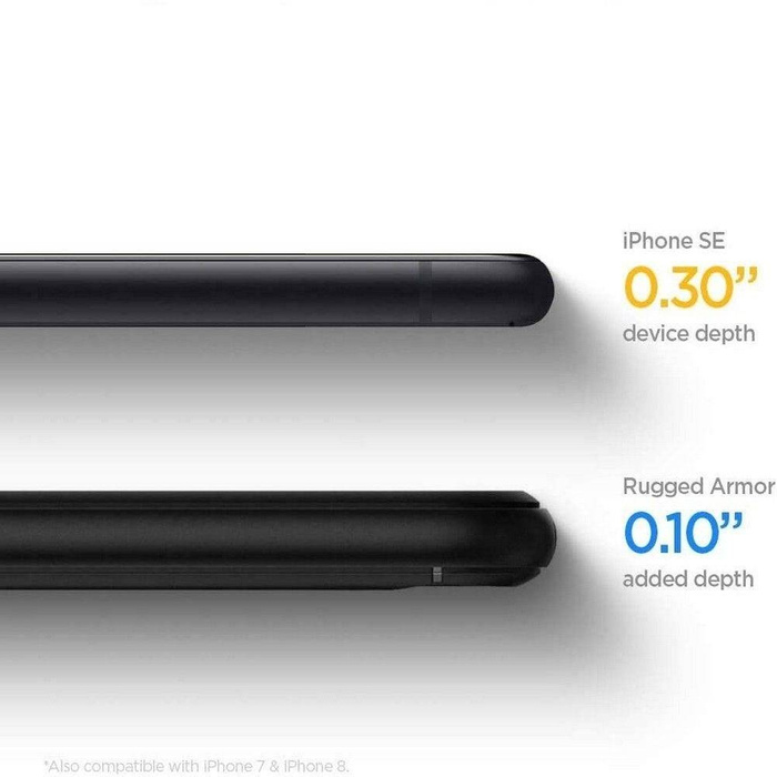    SE 2020 Rugged Armor Black Case + 3MK Flexible Glass Lite